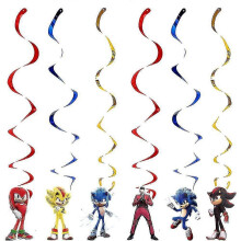 (Hanging spin 6pcs) Birthday Party Decorations Kids Disposable Tableware Set Baby Shower Boy Girls Party Decor Supplies Kid Birthday Gift