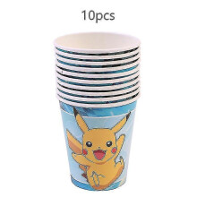 (10pcs Cups3) Birthday Decoration Boys Girls Pink Pikachu Paper Plate Cups Tableware Set Balloons Deco Kids Baby Shower Party Supplies 2025