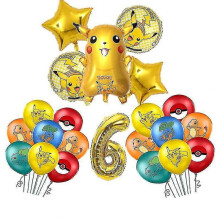 (number balloon 6) Birthday Decoration Boys Girls Pink Pikachu Paper Plate Cups Tableware Set Balloons Deco Kids Baby Shower Party Supplies 2025
