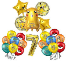 (number balloon 7) Birthday Decoration Boys Girls Pink Pikachu Paper Plate Cups Tableware Set Balloons Deco Kids Baby Shower Party Supplies 2025