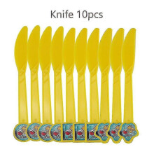 (10pcs Knives7) Birthday Decoration Boys Girls Pink Pikachu Paper Plate Cups Tableware Set Balloons Deco Kids Baby Shower Party Supplies 2025