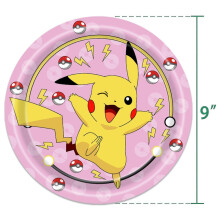 (10pcs 9inch Plates) Birthday Decoration Boys Girls Pink Pikachu Paper Plate Cups Tableware Set Balloons Deco Kids Baby Shower Party Supplies 2025