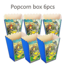 (6pcs Popcorn box) Birthday Decoration Boys Girls Pink Pikachu Paper Plate Cups Tableware Set Balloons Deco Kids Baby Shower Party Supplies 2025