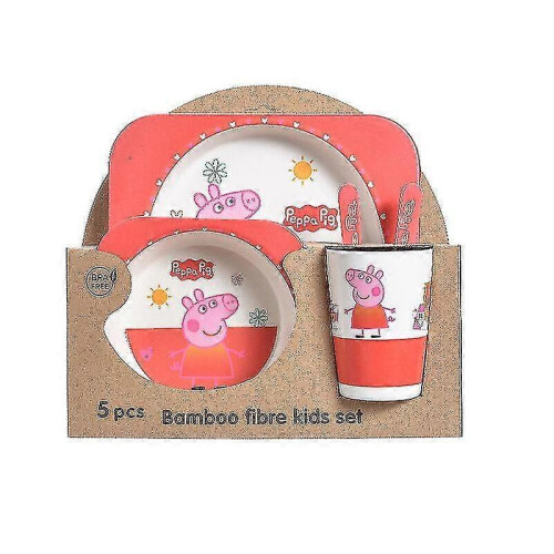 (Peachy) Five-piece Bamboo Fiber Children's Tableware Animals Pattern Kid Sets 1