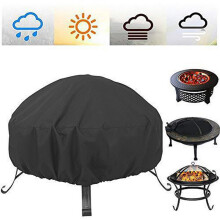 (Black, 210D Oxford cloth 85*40cm) 210D Oxford Cloth Fire Pit Cover Waterproof Dustproof Outdoor Garden Patio Round Fire Table Protector