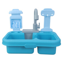 (RR) Pretend Play Kitchen Sink Toy with Faucet and Running Water Large Sink Utensils Tableware Accessories for Kids Toddlers Multicolor
