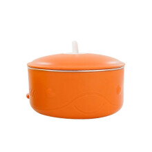 (Orange) Orange/Yellow Kid Feeding Bowl with Silica Sucker Stable Cute Cartoon Desktop Bowls Rust Proof Sealed Utility Tableware Yellow