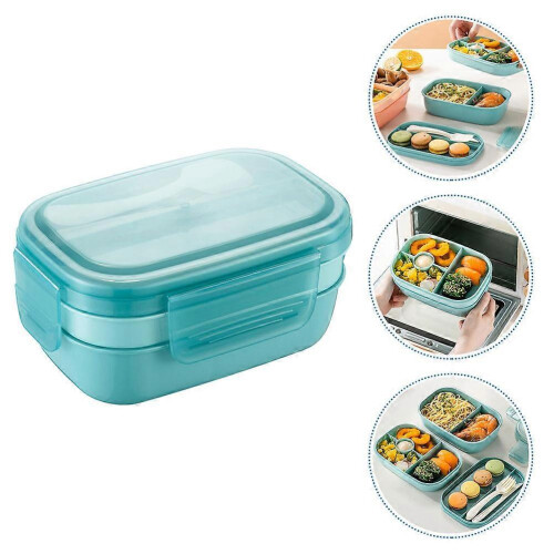 Bento Box Kids Lunch Box for School Plastic Food Container with Tableware 2Pcs 2