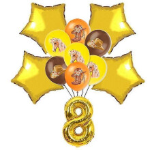 (17pcs-8) 20People Horse Birthday Decorations Disposable Tableware Set Paper Plates Banner Tablecloth Balloon Kids Party Supplies