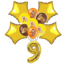 (17pcs-9) 20People Horse Birthday Decorations Disposable Tableware Set Paper Plates Banner Tablecloth Balloon Kids Party Supplies