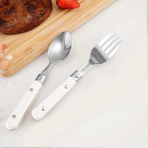 8 Pcs Kids Tableware Stainless Steel Fork And Spoon for Children Dining Rooms Grasp Training Durable 2