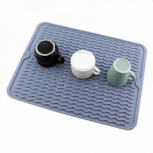(Dark Grey) Heat-Resistant Non-Slip Silicone Mat for Dish Drying and Drainage Protection Placemat