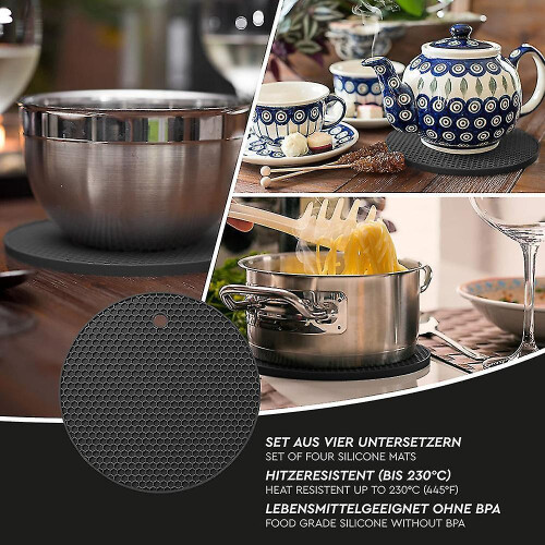 4 Pcs Silicone Round Honeycomb Placemat Mat,heat Protection Mat 1