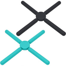 2pcs Cross-shaped Collapsible Silicone Trivet Heat Insulation Placemat