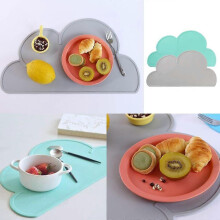 2 Pack Silicone Placemat for Kids, Cloud Shape Baby Eating Mat, Heat Proof Table Place Mat, Portable Travel Tableware (4827cm)