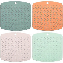 Silicone Pot Holder - Non Slip Heat Resistant Silicone Potholder Can Be Used for Jar Opener, Spoon Holder, Oven Mitts, Placemats, Pot Holders, Etc (4