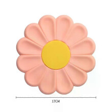 (Pink) Flower Heat Resistant Silicone Mat Drink Cup Coasters Non-slip Pot Holder Table Placemat Kitchen Accessories Coasters Pads