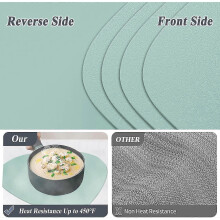 Set of 4, light green, 45 * 36.5 cm, washable silicone placemats and coasters, heat resistant 232.2