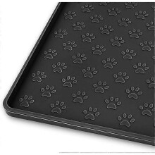 (80 X 60 CM, Black) Pet Placemat Dog Food bowl Mat Cat Feed Mat Cat Dog Drinking Feeding Placemat Silicone Waterproof Pet Bowl Pad Feeder Mats