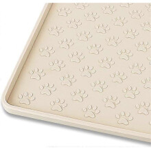 (80 X 60 CM, Beige) Pet Placemat Dog Food bowl Mat Cat Feed Mat Cat Dog Drinking Feeding Placemat Silicone Waterproof Pet Bowl Pad Feeder Mats
