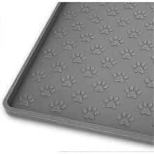 (46 X 30 CM, Gray) Pet Placemat Dog Food bowl Mat Cat Feed Mat Cat Dog Drinking Feeding Placemat Silicone Waterproof Pet Bowl Pad Feeder Mats