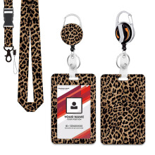 Leopards Print Badge Holder with Removeble Neck Strap
