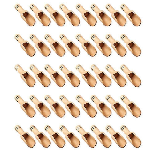 Wooden spoons, 40-piece set, approximately 2.47.8cm, suitable for babies
