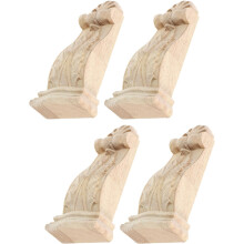 4 stuks houten consoles in Europese stijl, gesneden uit hout, 5x11x2,5 cm, onafgewerkt massief hout, rustiek decoratief