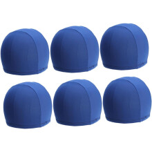 6 Stück universelle Badekappen für Erwachsene, dehnbare Polyester-Badekappen, einfarbig blau