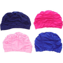 4pcs chapéus de natação adultos chapéus de natação plisados sólidos para acessórios da piscina