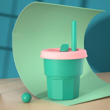 Kids And Toddler Cups - Spill Proof Smoothie Snack Cups with Leak Proof Regular Lids & Silicone Straws-green