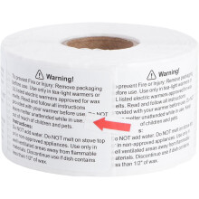 Candle Warning Sticker Roll Wax Melting Safety Decal Adhesive Labels for Candle Jars