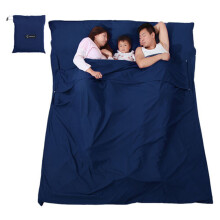 Forro cómodo para saco de dormir de camping, sábana transpirable en color azul claro, portátil y ligero para viajes de aventura.