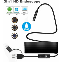 Cigireacht Éasca, Endoscóp USB Cineál-C Android 3in1, Trastomhas Ultra-thanaí do Spásanna Dlútha, Comhoiriúnacht Leathan le Comhéadain