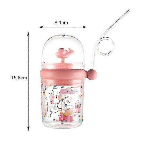 cute Cartoon Pattern Sippy Cup Portable Children's Waterproof Cup(cherry Pink) 1
