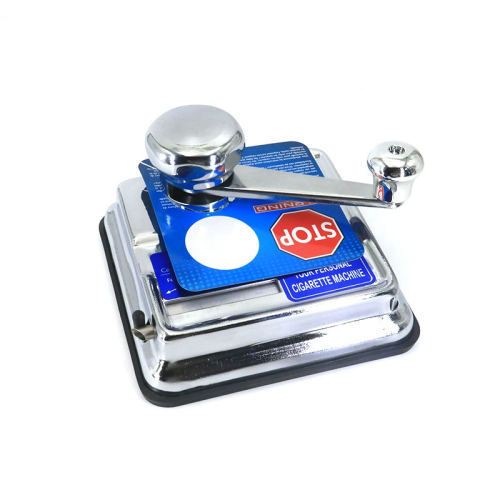 Heavy-Duty Square Silver Manual Cigarette Rolling Machine, 8mm Diameter Stainless Steel Cigarette Maker 1