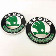 Emblemă auto 2 bucăți compatibilă cu modelele Skoda, insignă capotă și portbagaj 90 mm și 80 mm