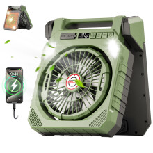 Rechargeable Solar Panel Fan with Double Doors, 13-Hour Runtime, Quiet Operation for Camping Outdoors