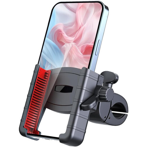 Universal Adjustable Bicycle Phone Holder Compatible with iPhone, Secure 360 Degree Rotating Mount for Road and Mountain 1