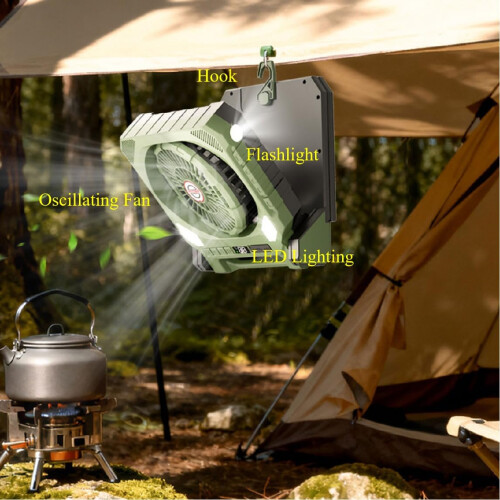 Rechargeable Solar Panel Fan with Double Doors, 13-Hour Runtime, Quiet Operation for Camping Outdoors 2