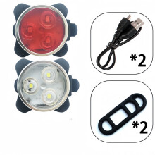 Set van 4 USB oplaadbare fietslampen, LED voor- en achterlichten voor nachtritten, waterdicht