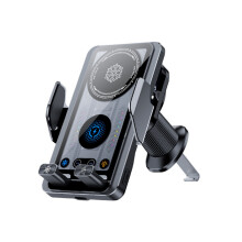Magnetisk biltelefonholder med køleventilator, 15W hurtig trådløs oplader, 360 graders roterende luftventilholder
