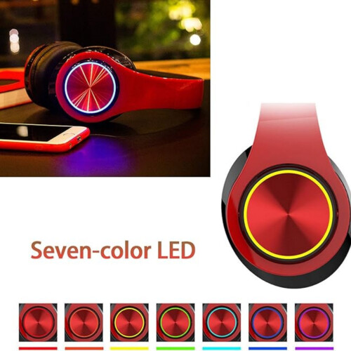 Ασύρματα ακουστικά Bluetooth με πολύχρωμα φώτα LED, ενσωματωμένο μικρόφωνο, ελαφ 1