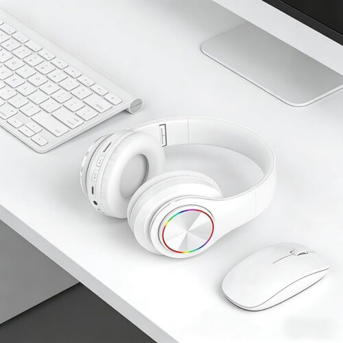 Ασύρματα ακουστικά Bluetooth με πολύχρωμα φώτα, πτυσσόμενο σχεδιασμό, Bluetooth 5.0, 1
