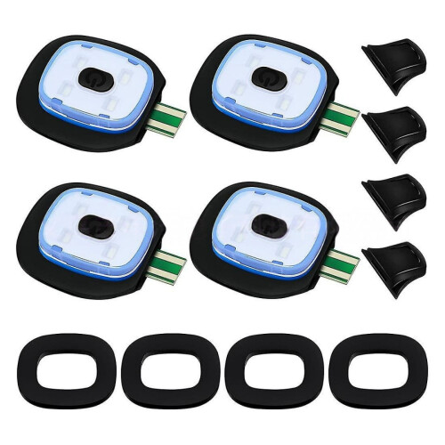 USB Rechargeable LED Hat Lights, 4-Pack, Adjustable Brightness with Strong, Medium and Low Modes