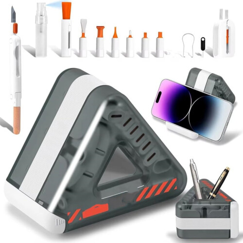 Electronics Cleaning Kit with Spray, Microfiber Cloth and Brush, 21-in-1 Cleaning Tools, Triangle Design