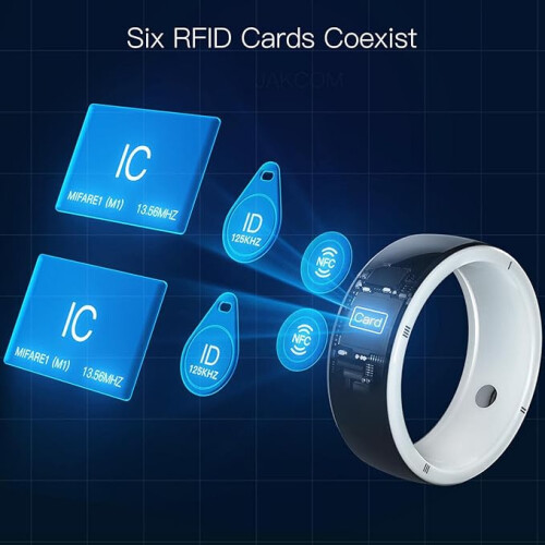 Smart Ring Wearable Device IC ID NFC Reader Multi-Function Ring with 6 RFID Cards and 2 Health Stones, Size L 2