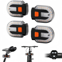 4-Piece Bicycle Turn Signal Set with Alarm, Remote Control, Waterproof Rear Light, Flashing Function
