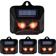 Pachet de 4 repelente solare pentru animale cu ochi de prădător și lumini LED roșii, protecție nocturnă pentru protecția grădinii ext