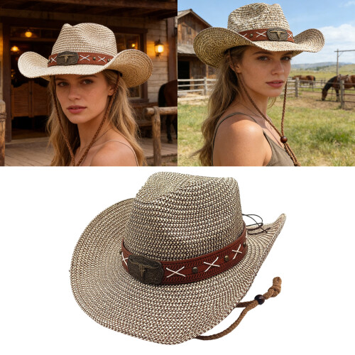 Summer Band Decorated Victorian Hat Adjustable Tie-brown M 2